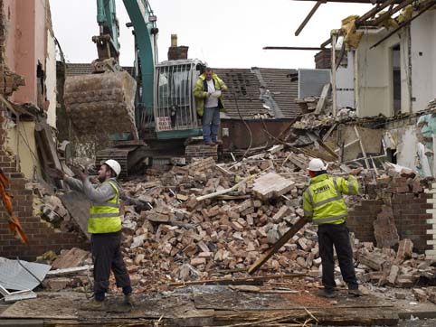 Demolition men in Janet Street, Liverpool (April 2012)